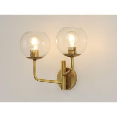 Maxim Lighting 38412CLNAB Branch 2 Light Natural Aged Brass Bath Vanity Wall Light Illuminated