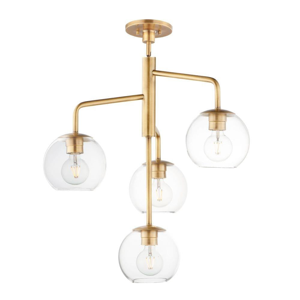 Maxim Lighting 38414CLNAB Branch 4 Light Natural Aged Brass Cluster Pendant Ceiling Light