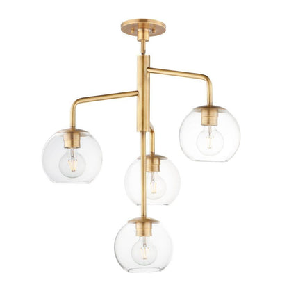 Maxim Lighting 38414CLNAB Branch 4 Light Natural Aged Brass Cluster Pendant Ceiling Light