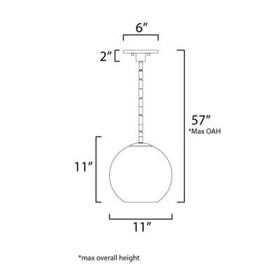 Maxim Lighting 38419CLNAB Branch 1 Light 11 inch Natural Aged Brass Pendant Ceiling Light - Dimensions Diagram