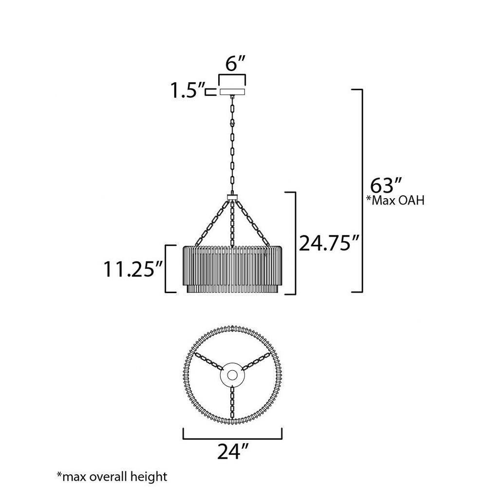 Maxim Lighting 38422CLPN Jolie Pendant Ceiling Light Dimensions Diagram