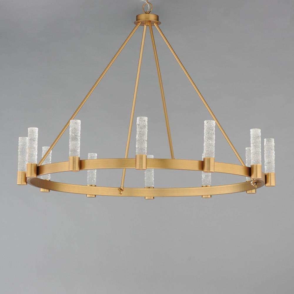 Maxim Lighting 38448IBNAB Duchess Chandelier in Natural Aged Brass with Iceberg Glass on grey background