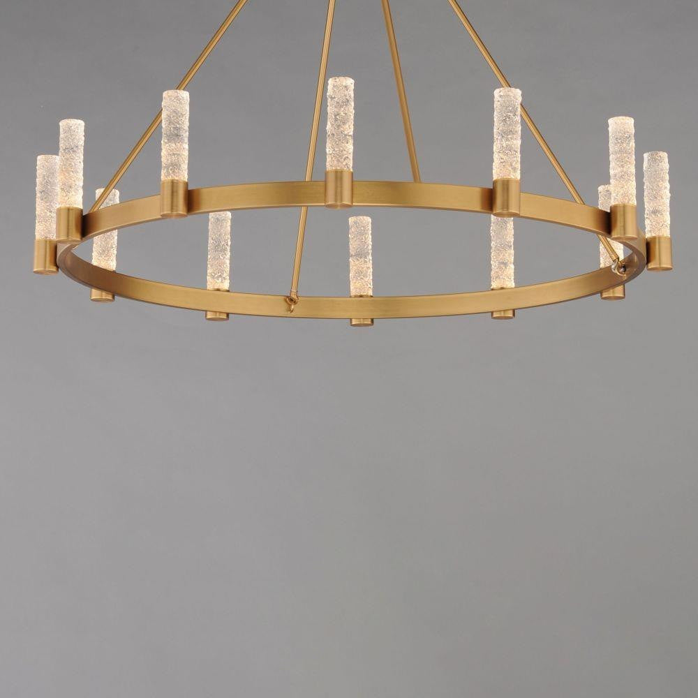 Maxim Lighting 38448IBNAB Duchess Chandelier ring detail with Iceberg Glass LED tubes