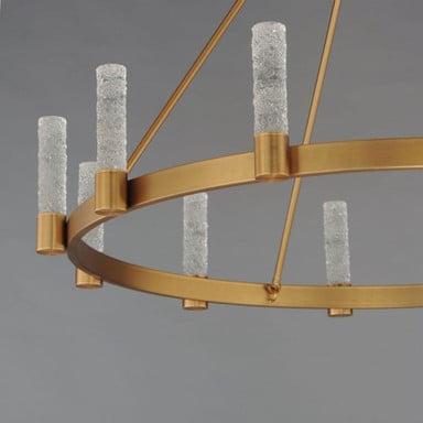 Maxim Lighting 38448IBNAB Duchess Chandelier close-up of Iceberg Glass tube detail