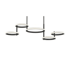 Eurofase Lighting 39420-015 Giro 5 Light 36" Wide LED Abstract Chandelier, Color Temperature 3000K, Wattage 66W, Voltage 120, Black Finish