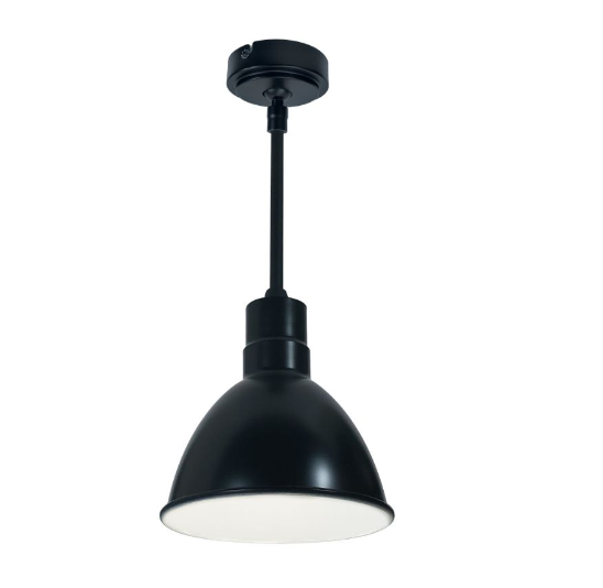 Nora Lighting NRLM-8ST1840BWLE4/12 8" RLM 12" Stem Mounted LED Shade, 120V 0-10V/Triac/ELV & 277V 0-10V Dimming, Lumens 2200lm, Color Temperature 4000K, Black/White Finish