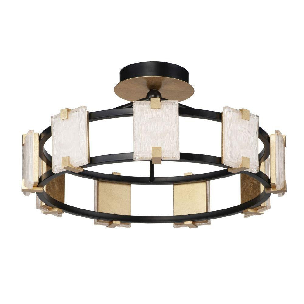 Maxim Lighting 39530CYBKGL Radiant 9 Light 26.75 Inch Black Gold Leaf Semi Flush Mount Ceiling Light