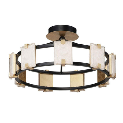 Maxim Lighting 39530CYBKGL Radiant 9 Light 26.75 Inch Black Gold Leaf Semi Flush Mount Ceiling Light