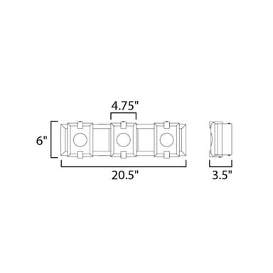 Maxim Lighting 39532CYBKGL Radiant 3 Light Bath Vanity Wall Light - Dimensions Diagram