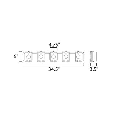 Maxim Lighting 39533CYBKGL Radiant 5 Light Bath Vanity Wall Light Dimension Diagram