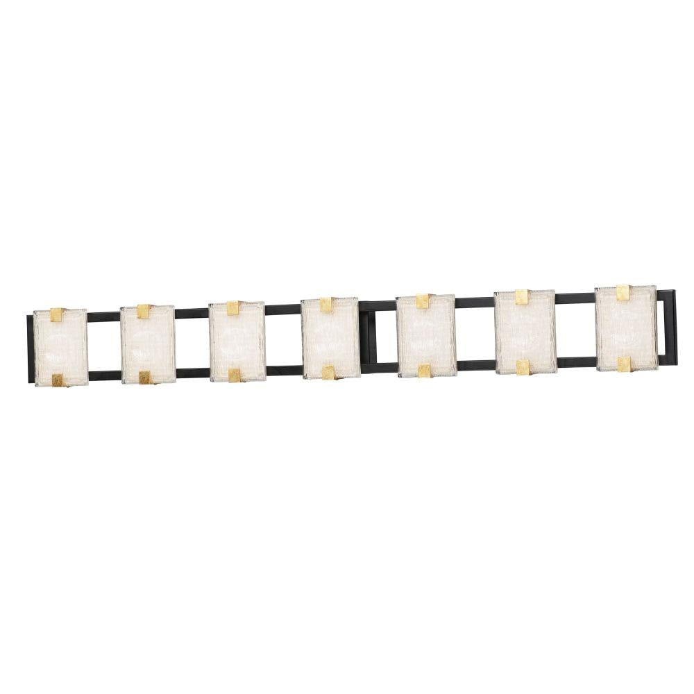 Maxim Lighting 39534CYBKGL Radiant 7 Light Black Gold Leaf Bath Vanity Wall Light - Full product view on white background