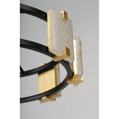 Maxim Lighting 39535CYBKGL Radiant Chandelier - detail shot of illuminated glass diffuser and black frame ring