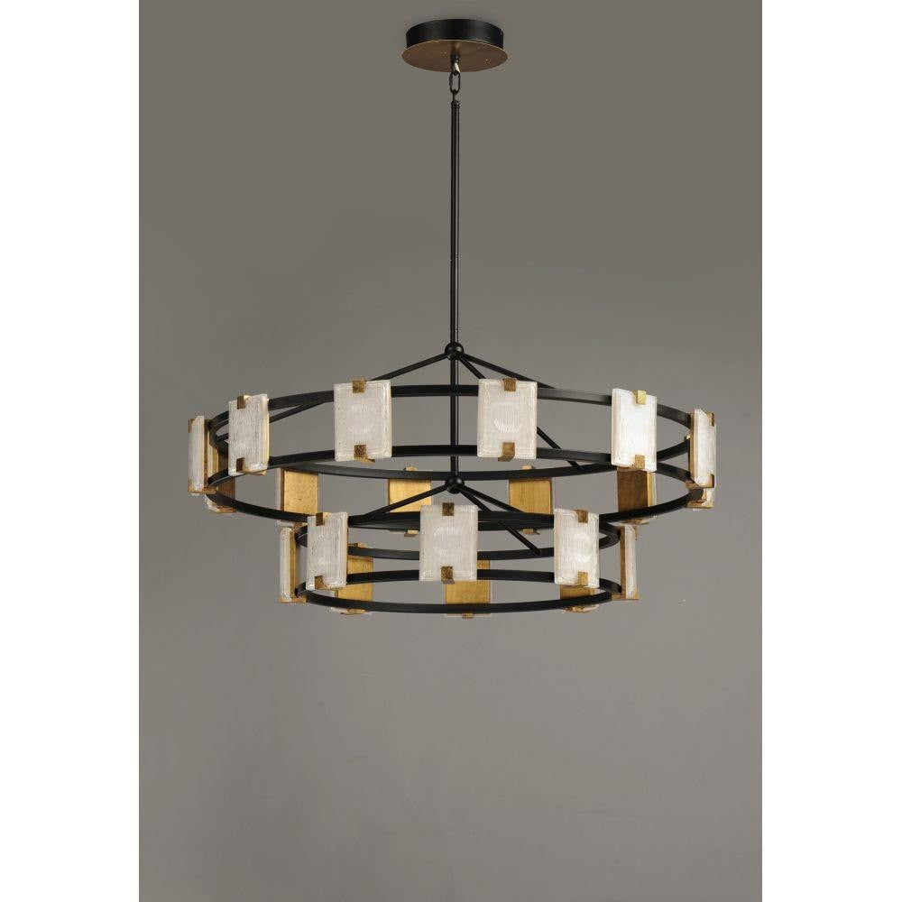 Maxim Lighting 39538CYBKGL Radiant 20 Light Chandelier in Black and Gold Leaf on grey background