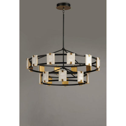 Maxim Lighting 39538CYBKGL Radiant 20 Light Chandelier in Black and Gold Leaf on grey background