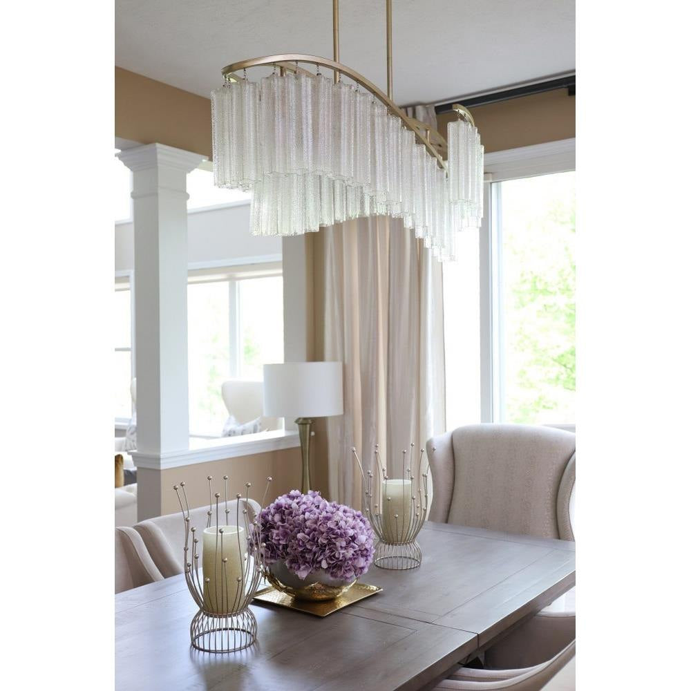 Maxim Lighting 39579WFLGS Victoria 6 Light Golden Silver Linear Chandelier - Dining Room Lifestyle