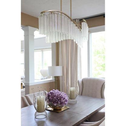 Maxim Lighting 39579WFLGS Victoria 6 Light Golden Silver Linear Chandelier - Dining Room Lifestyle