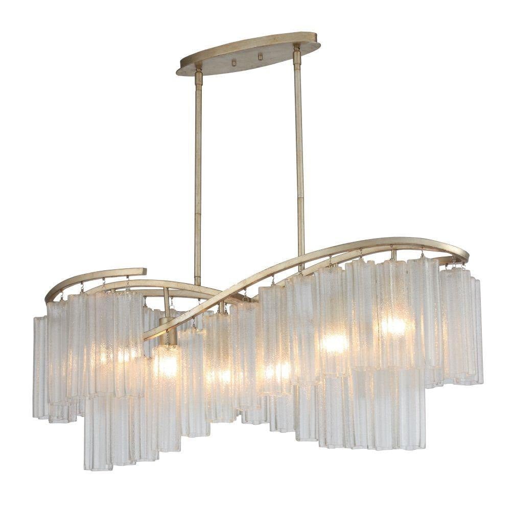 Maxim Lighting 39579WFLGS Victoria 6 Light Golden Silver Linear Chandelier - White Background