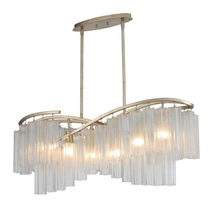 Maxim Lighting 39579WFLGS Victoria 6 Light Golden Silver Linear Chandelier - White Background