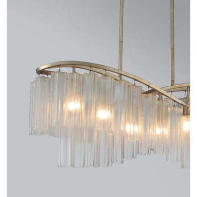 Maxim Lighting 39579WFLGS Victoria 6 Light Golden Silver Linear Chandelier - Side Detail Close-Up