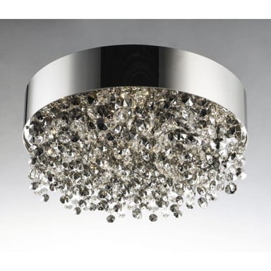 Bottom view of Maxim Lighting 39650MSKPC Mystic polished chrome flush mount with crystal diffuser