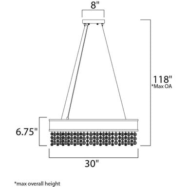 Maxim Lighting 39657SHBZ Mystic Pendant Ceiling Light Dimensions Diagram