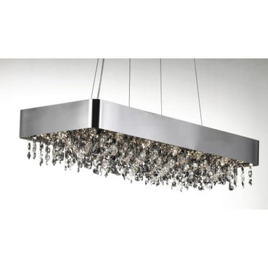 Maxim Lighting 39659MSKPC Mystic 22 Light Linear Pendant - Angled View of Polished Chrome Frame and Crystal Drops
