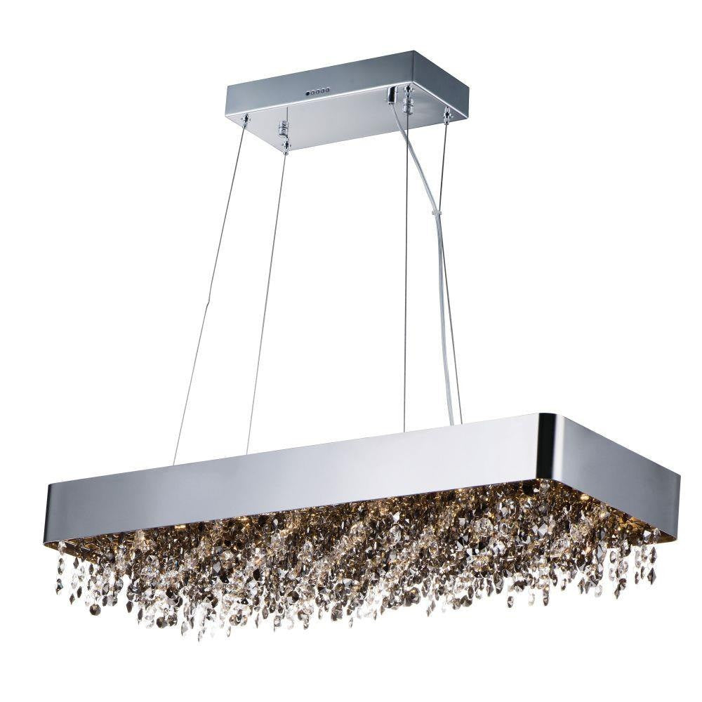 Maxim Lighting 39659MSKPC Mystic 22 Light 32 inch Polished Chrome with Mirror Smoke Crystal Linear Pendant - White Background