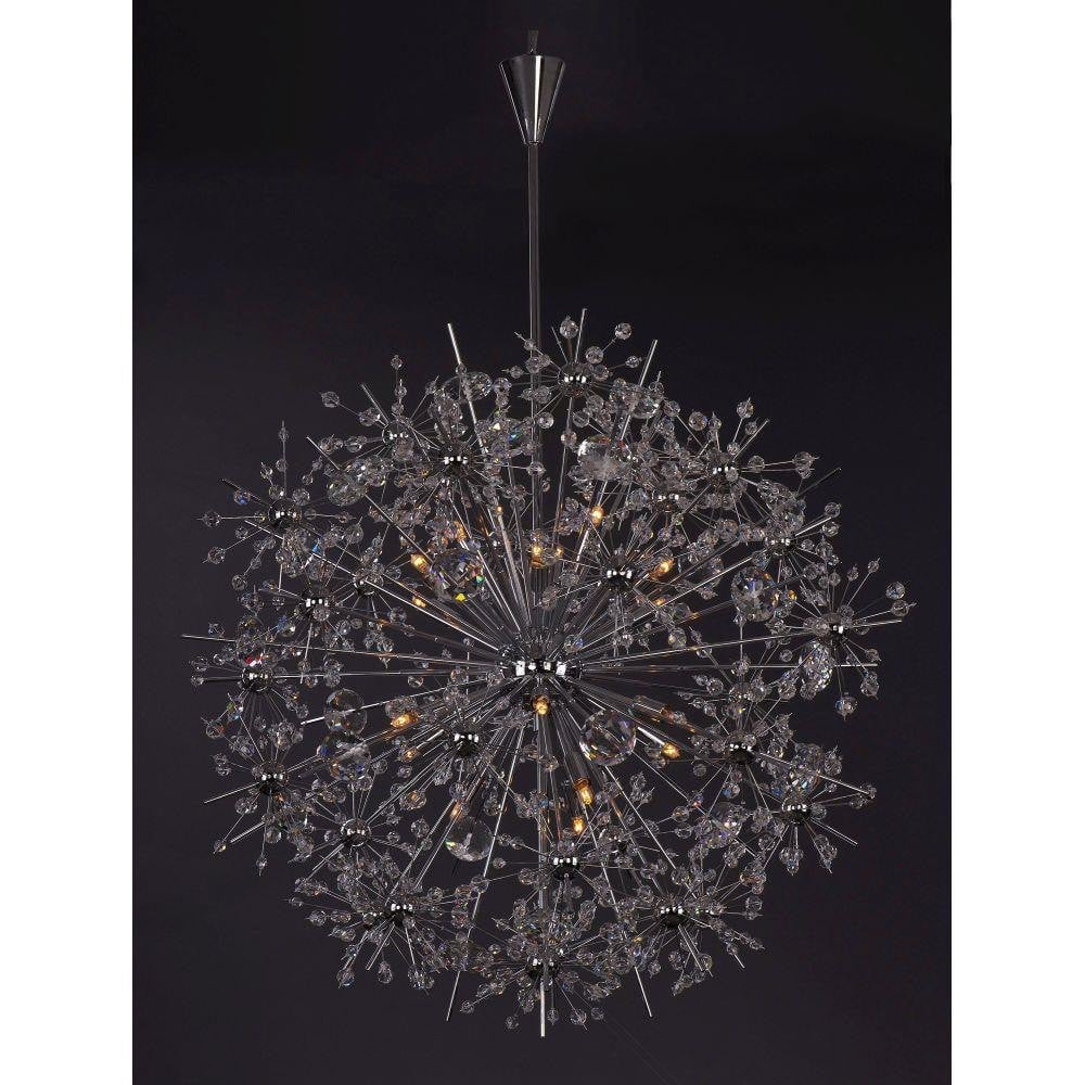 Maxim Lighting 39746BCPC Starfire 18 Light Polished Chrome Crystal Chandelier - Lit on Dark Background