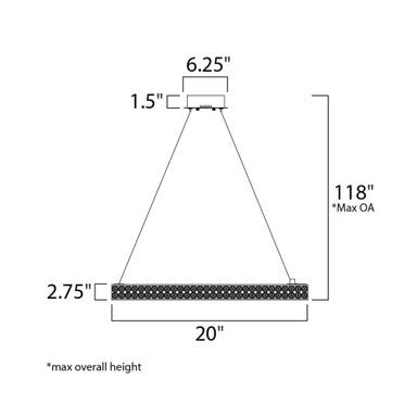 Maxim Lighting 39772BCPC Eternity Pendant Dimensions Diagram