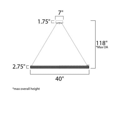 Maxim Lighting 39774BCPC Eternity 1 Light 40 inch Polished Chrome Pendant Ceiling Light - Dimensions Diagram