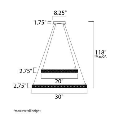 Maxim Lighting 39777BCPC Eternity 1 Light 30 Inch Polished Chrome Pendant Ceiling Light - Dimensions Diagram