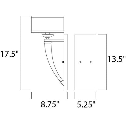Maxim Lighting 39828BCWTPC Metro Wall Sconce Dimensions Diagram