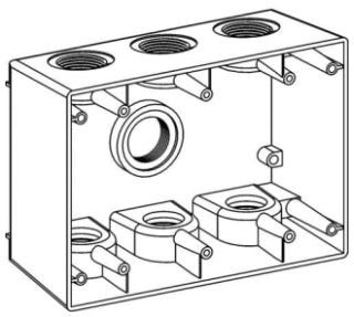 ORBIT 3DB75-7 Three Gang Seven Holes 3/4 inch Weatherproof Box, Gray Finish
