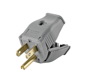 Leviton 3W101-GY 15 Amp, 125 Volt, NEMA 5-15P 2-Pole, 3-Wire Grounding Replacement Plug, Clamptite Hinged Design, Thermoplastic, Gray