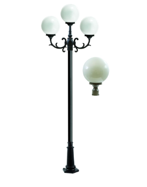 Dabmar Lighting GM2403-L27-27K-BZ Cast Aluminum 3 Post Top Fixture Pole + Base, GU24, 3X LED, Color Temperature 27K, Bronze Finish