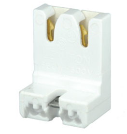 Leviton 13451-N Standard Fluorescent Lamp holder, Double Edge, 18AWG, White, Bi-Pin