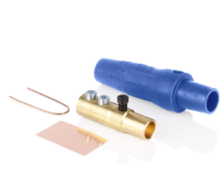 Leviton 16D33-4UB 16 Series Taper Nose Cam-Type Female Plug, Contact & Insulator, Detachable, Pre-cut For 4/0 AWG, 400A Max, Type 3R When Mated, Blue Finish