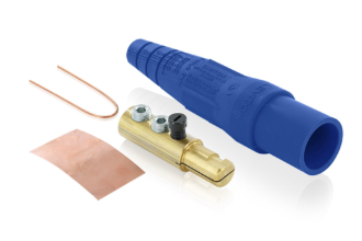 Leviton 16D44-UB 16 Series Taper Nose Cam-Type Male Plug, Contact & Insulator, Detachable, #6 #2 AWG, 190A Max, Type 3R When Mated, Blue Finish
