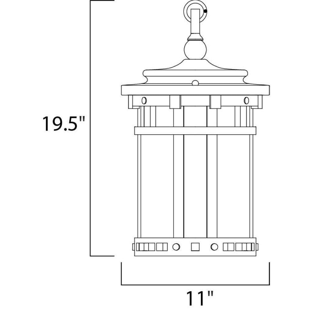 Maxim Lighting 40039CDSE Santa Barbara VX Dimensions Diagram 19.5 Inch Height 11 Inch Width