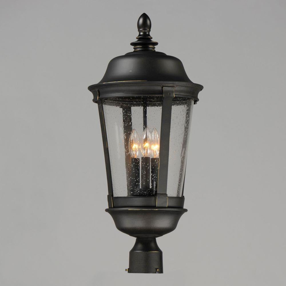 Maxim Lighting 40092CDBZ Dover VX 3 Light Bronze Outdoor Pole Post Mount - Illuminated View