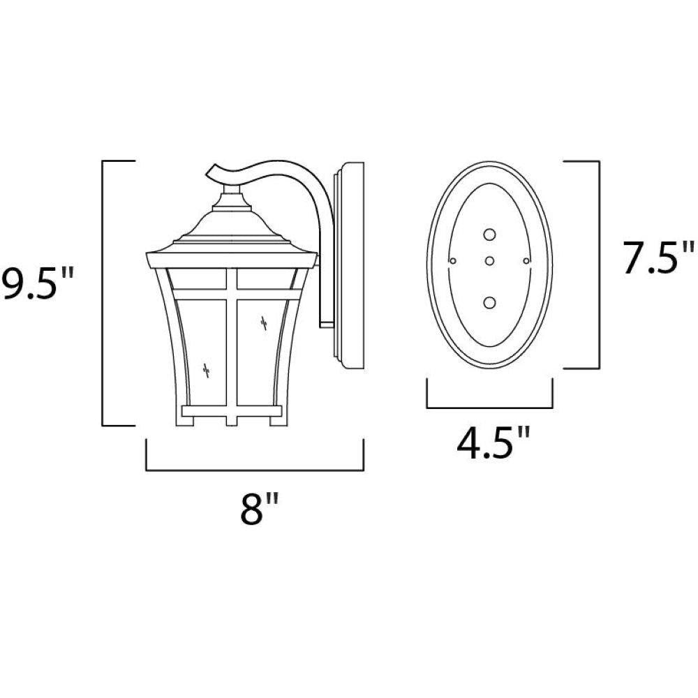 Maxim Lighting 40162GFCO Balboa VX Outdoor Wall Lantern Dimensions Diagram