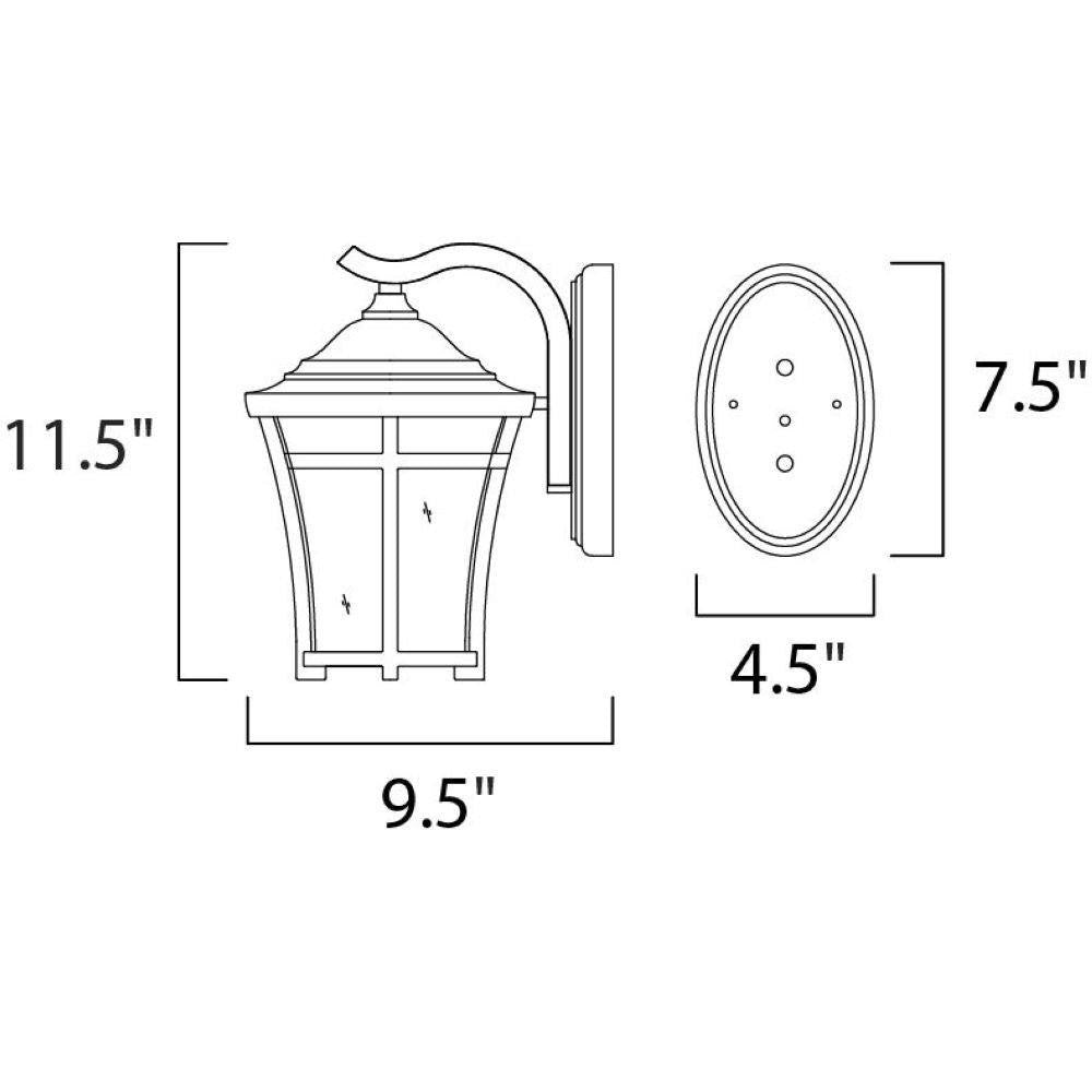 Maxim Lighting 40163GFCO Balboa VX Outdoor Wall Lantern Dimensions Diagram