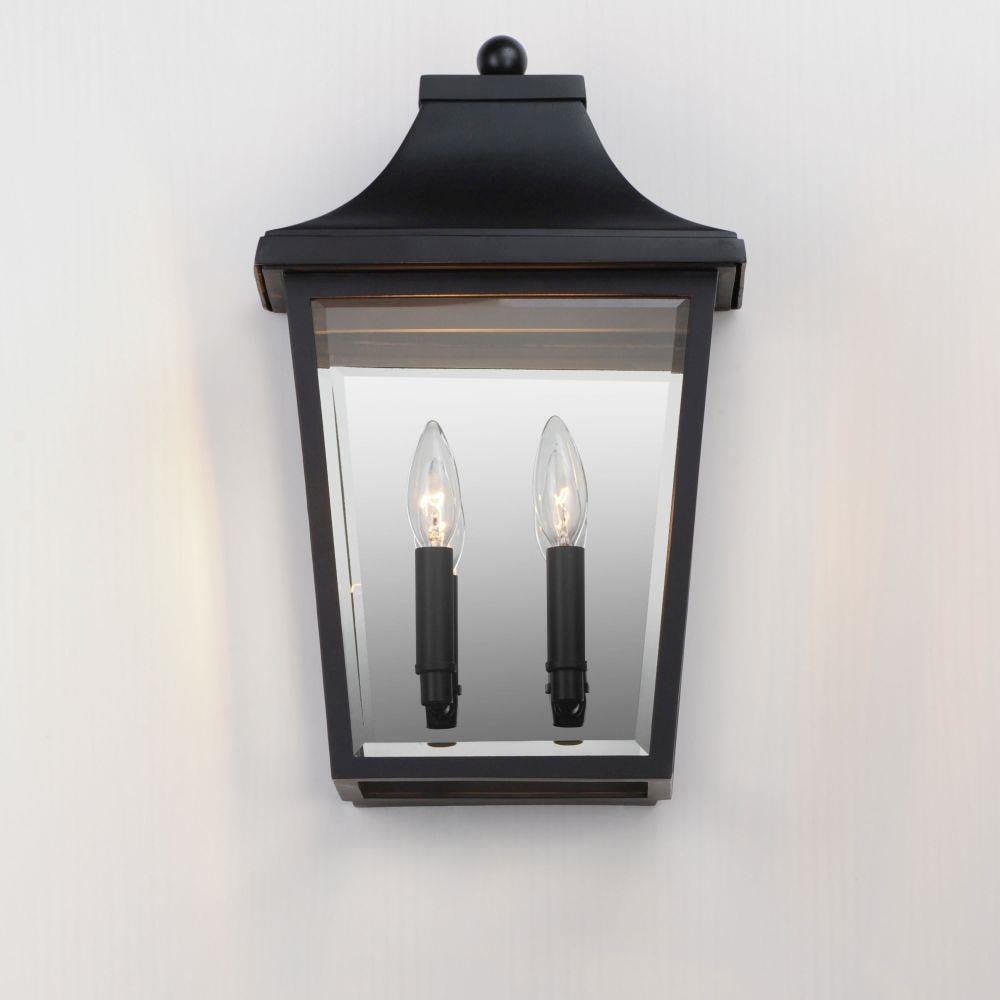 Maxim Lighting 40231CLBK Sutton Place Vx 2 Light Black Outdoor Wall Lantern mounted on exterior wall