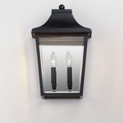 Maxim Lighting 40231CLBK Sutton Place Vx 2 Light Black Outdoor Wall Lantern mounted on exterior wall