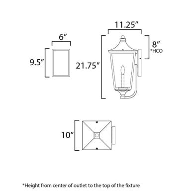 Maxim Lighting 40235CLBK Sutton Place VX Dimensions Diagram