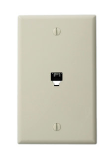 Leviton 40249-T Standard Telephone Wall Jack, 6p4c, Screw Terminals, Light Almond Finish