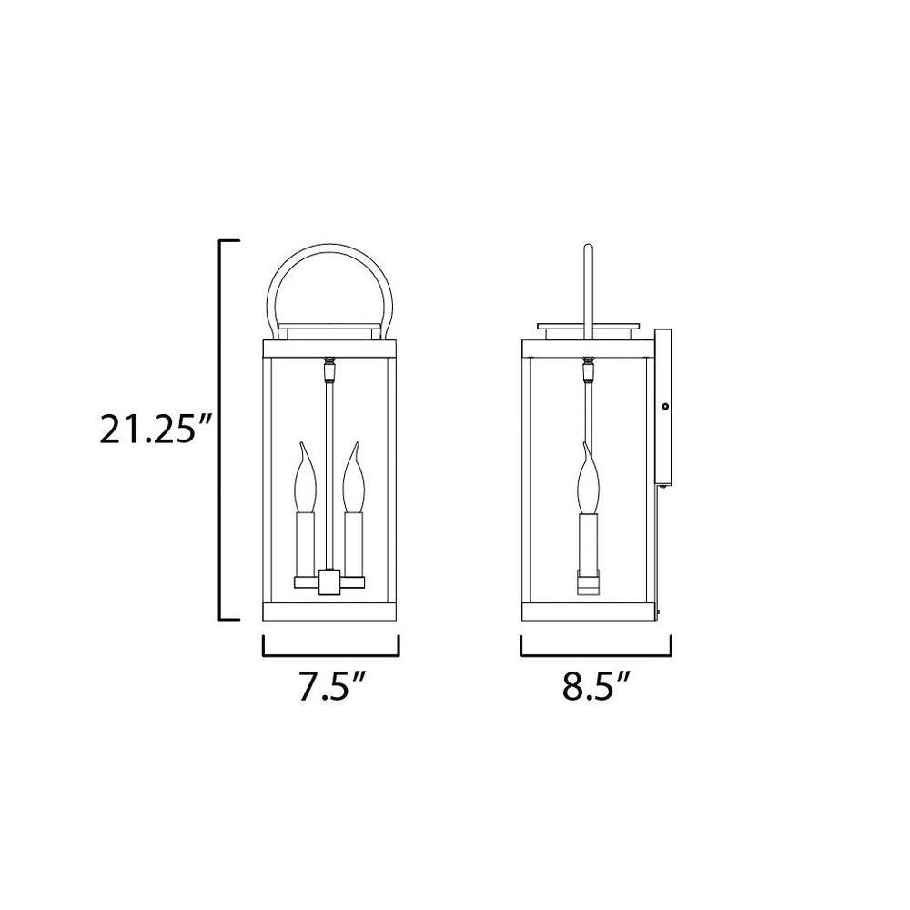 Maxim Lighting 40316CLWTBK Nassau Outdoor Wall Lantern Dimensions - 21.25 inch Height, 7.5 inch Width, 8.5 inch Depth
