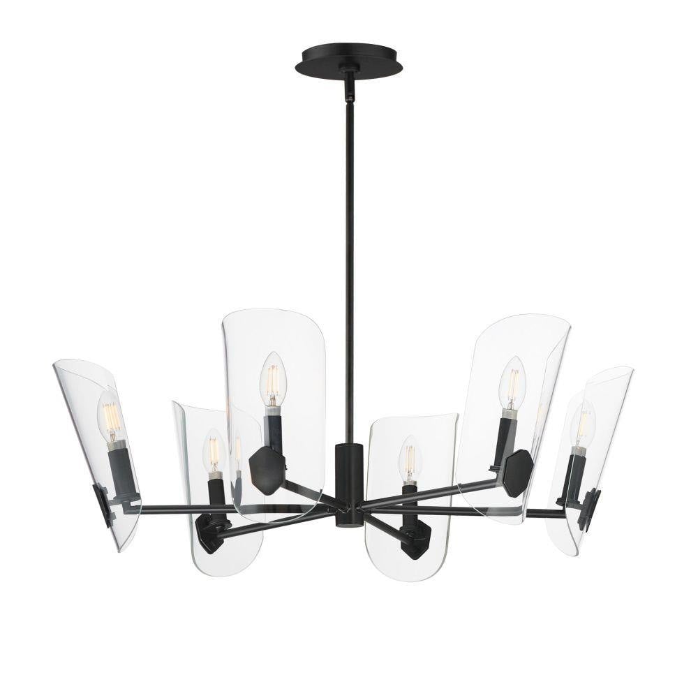 Maxim Lighting 32356CLBK Armory 6 Light 28.5 Inch Matte Black Chandelier with Clear Glass Shades - White Background
