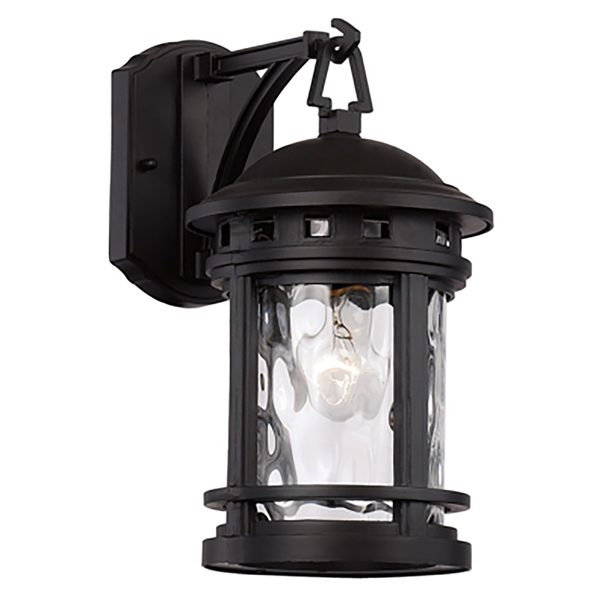 Trans Globe Lighting 40370 BK Boardwalk 1 Light Black Wall Lantern with Water Glass