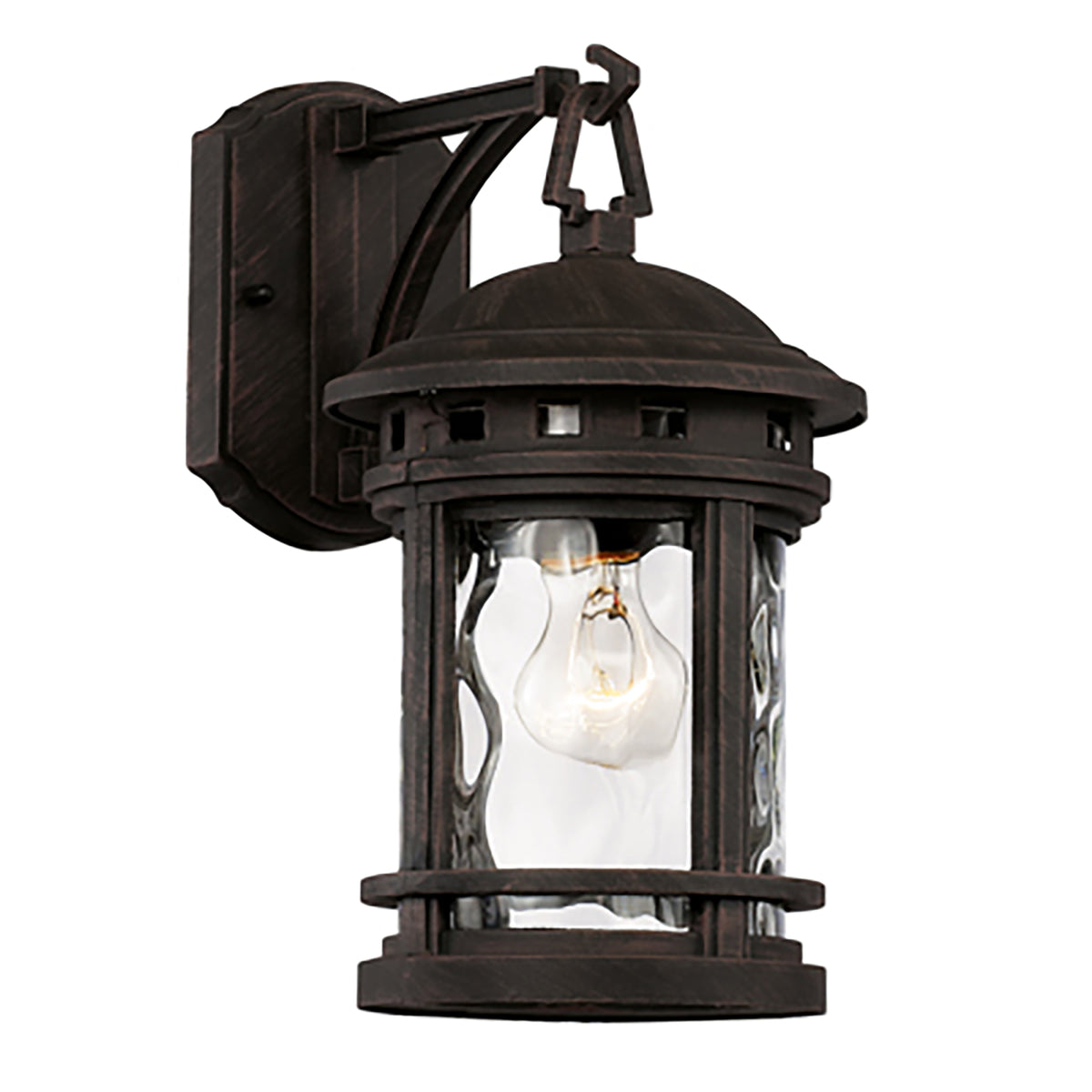 Trans Globe Lighting 40370 RT Boardwalk rust wall lantern with water glass